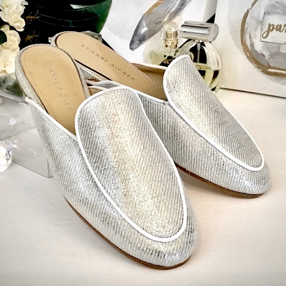 Etienne Aigner ‘Capri’ Silver Slip On Mule
